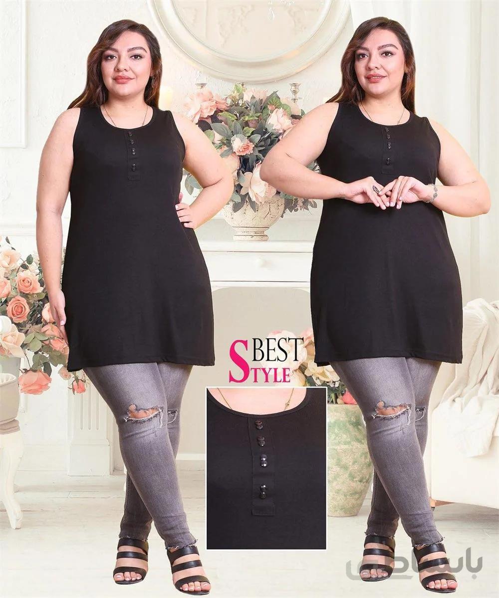 تاپ تونیک قاپکدار در بسته ی 8 عددی در 6 سایز مُجَزّا از 44 تا 60 ا Tops tunics قاپکدار in packs of 8 numeric 6 size distinct from 44 to 60