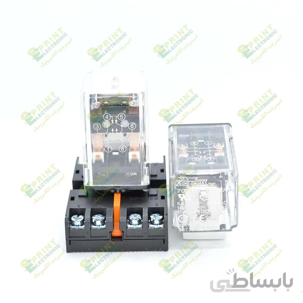 رله 220 ولت پایه گرد 8 پایه 10 آمپر Song Chuan 703XB-220VAC