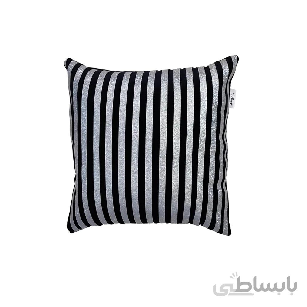 کوسن ترکیبی چرم و مخمل مدل رومی رنگ مشکی