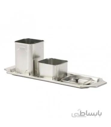 ست جعبه و سینی ایکیا مدل ANILINARE رنگ استیل