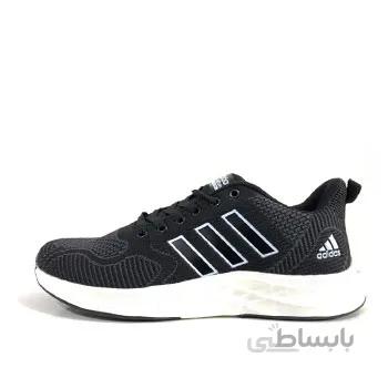 کتانی آدیداس وارداتی سایز بزرگ مشکی سفید مخصوص پیاده روی و دویدن