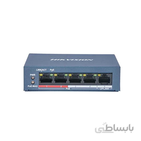 سوئیچ شبکه DS-3E0105P-E هایک ویژن ا 4Port Fast Ethernet Unmanaged POE Switch Hikvision