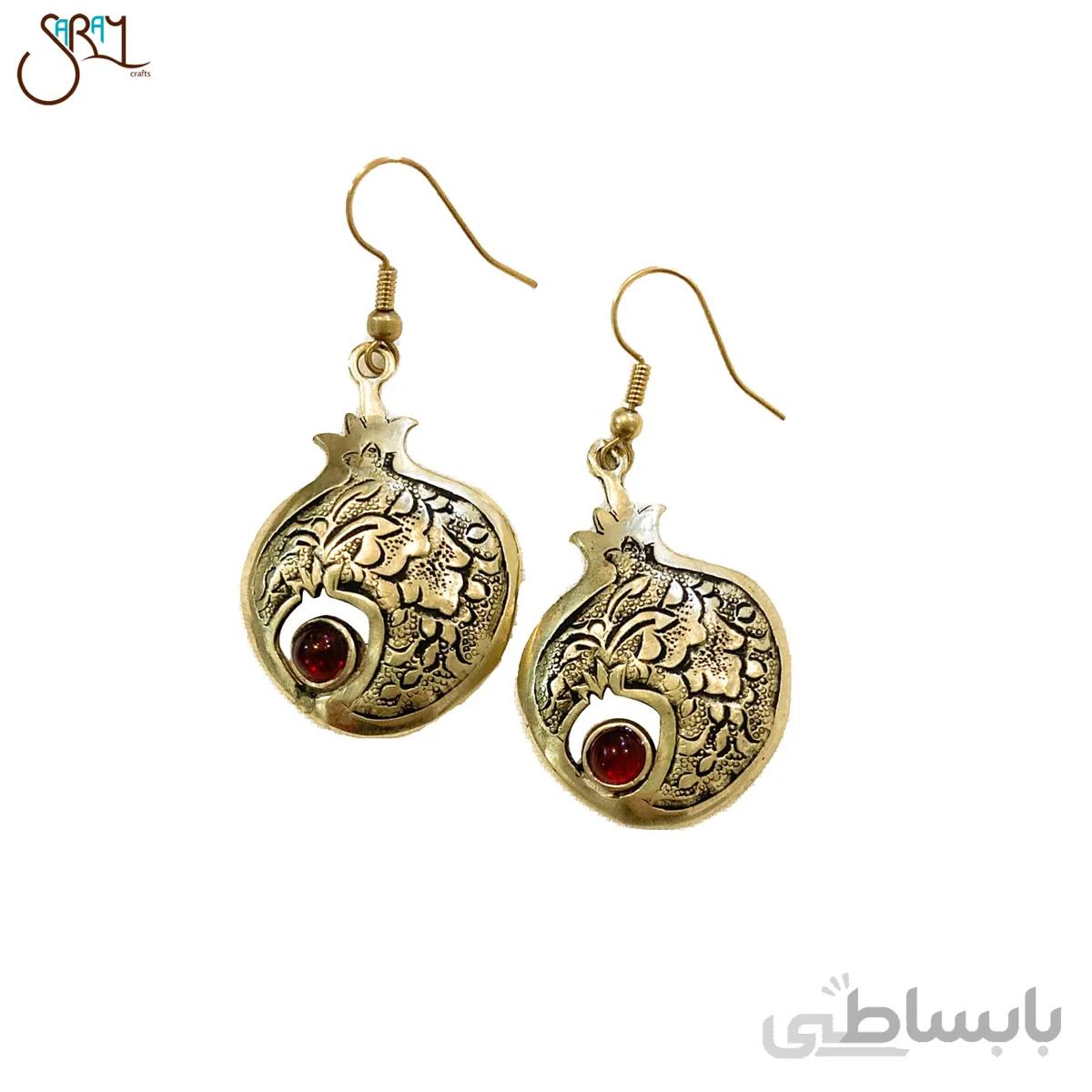 گوشواره برنجی دست ساز طرح انار مدل 27006
