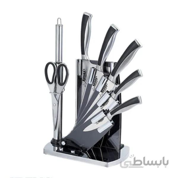 سری چاقو ۸ پارچه تیغه آلمانی مشکی عرشیا مدل K270-1264