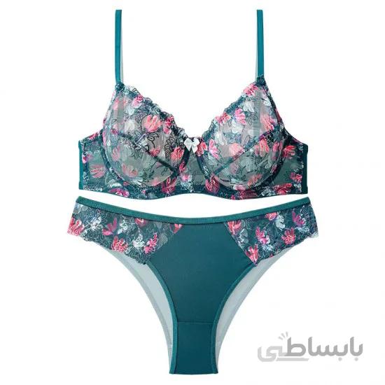 ست لباس زیر زنانه برند نوشه پوش مدل سبز فانتزی فنردار کد 84013