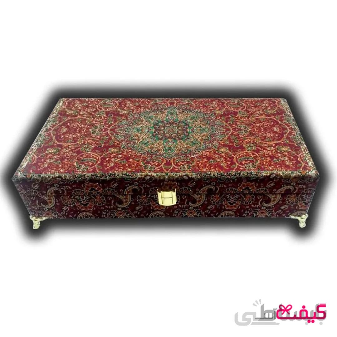 جعبه پذیرایی ترمه 10 خانه (زرشکی)