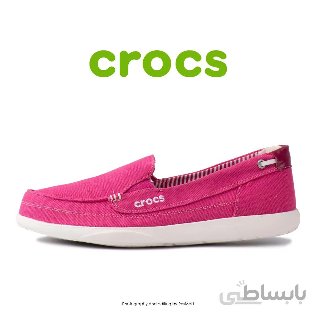 لوفر زنانه کراکس – Crocs Walu 2 Striped Floral Loafer Berry/Oyster