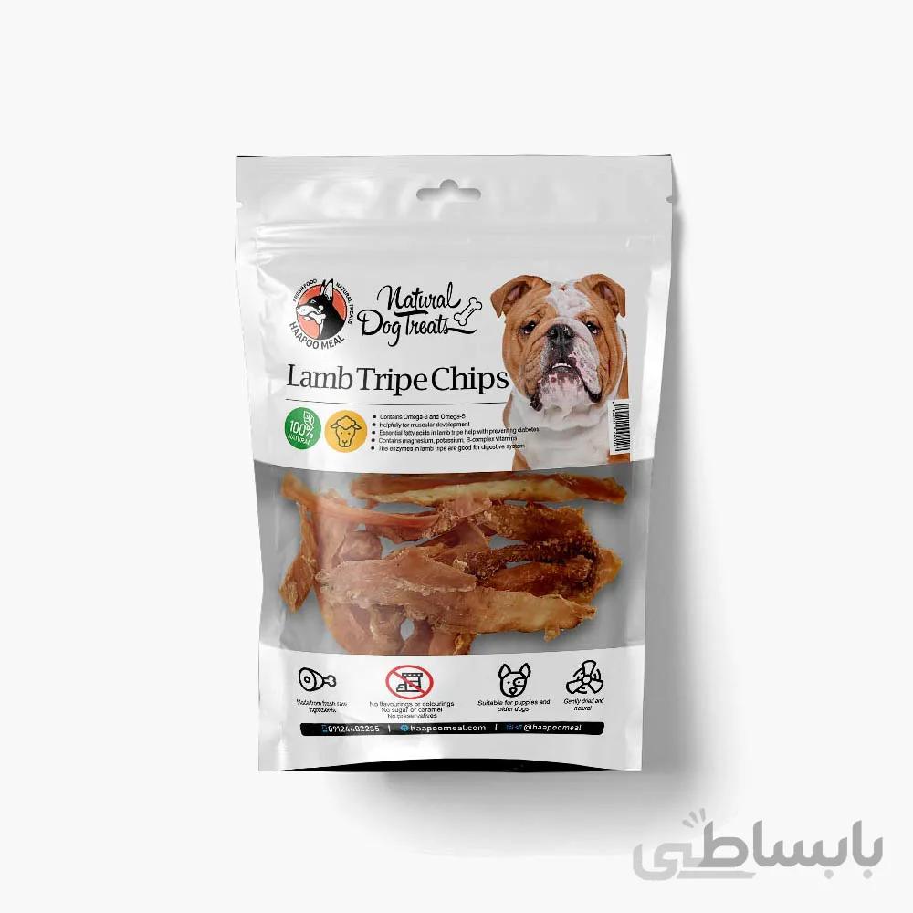 تشویقی سگ هاپومیل چیپس سیرابی بره وزن 50 گرم ا Haapoomeal Lamb Tripe Chips For Dog 50g