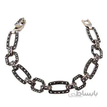 دستبند نقره زنانه مدل مارکازیت سیاه قلم کد DP_062