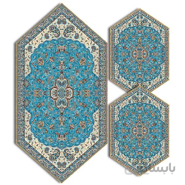 رومیزی مربع ترمه طرح سالار مشکی ابریشم کد 710 کد 410506