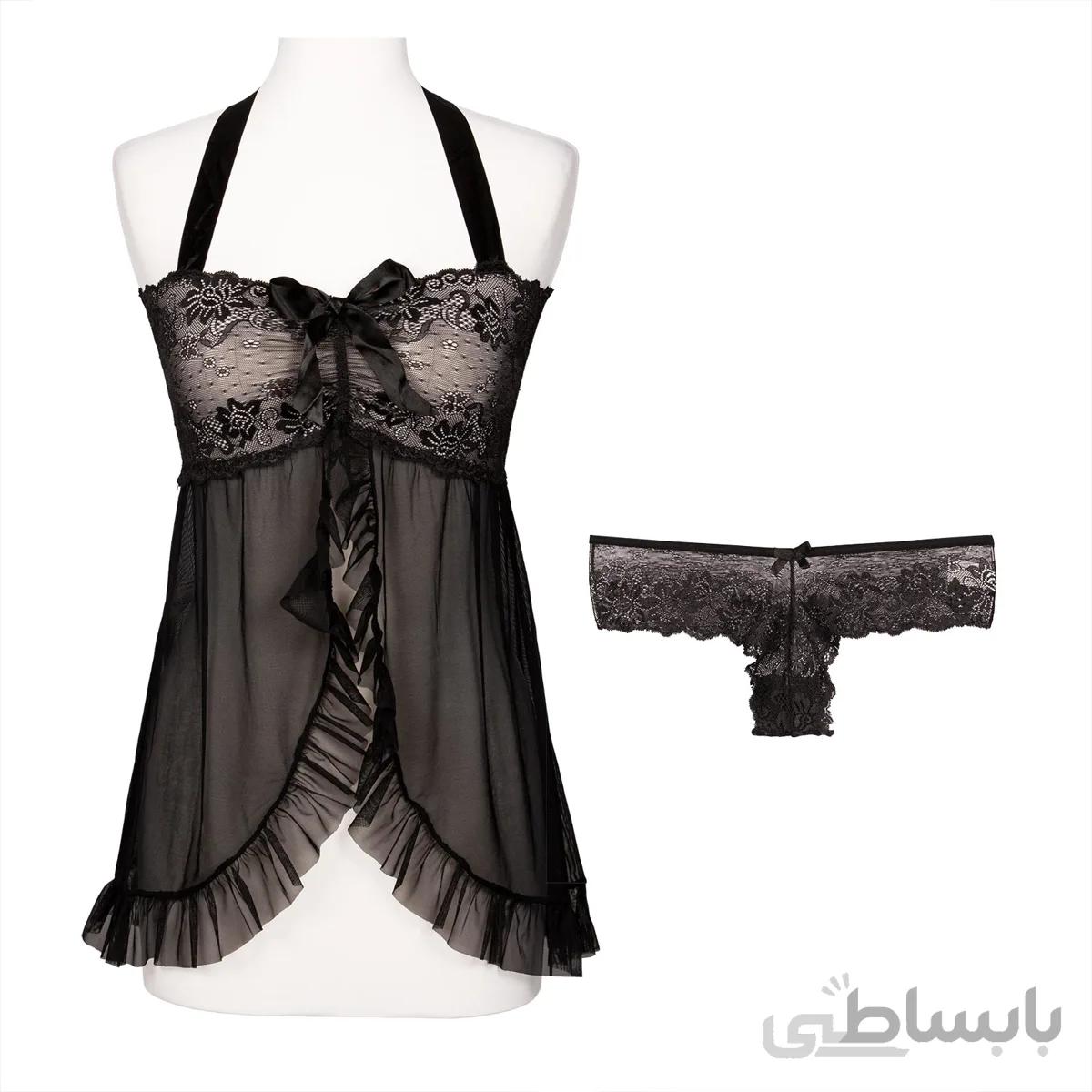 لباس خواب دو تکه کوتاه پلیسه دار شهره 407