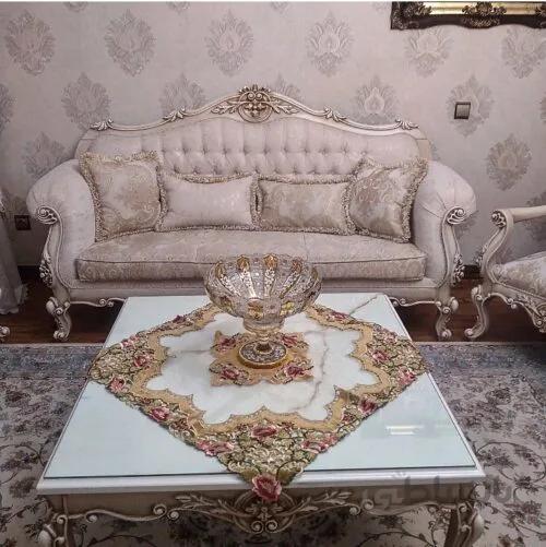 رومیزی ۱×۱ حریر مخمل گلدوزی ا ⅚