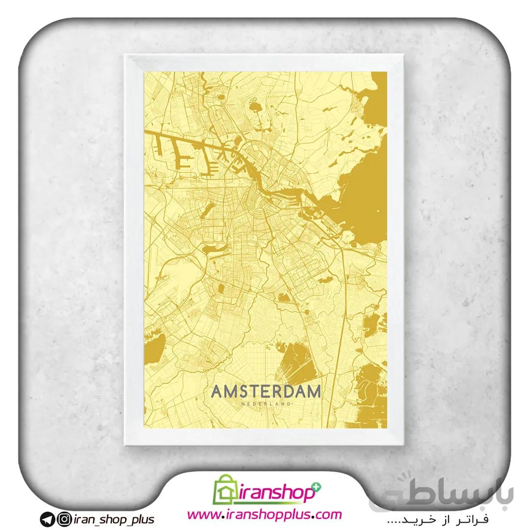 تابلو نقشه شهر آمستردام با تم Goldies Maps