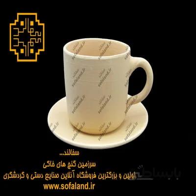 فنجان و نعلبکی سفالی طرح استوانه سفالند