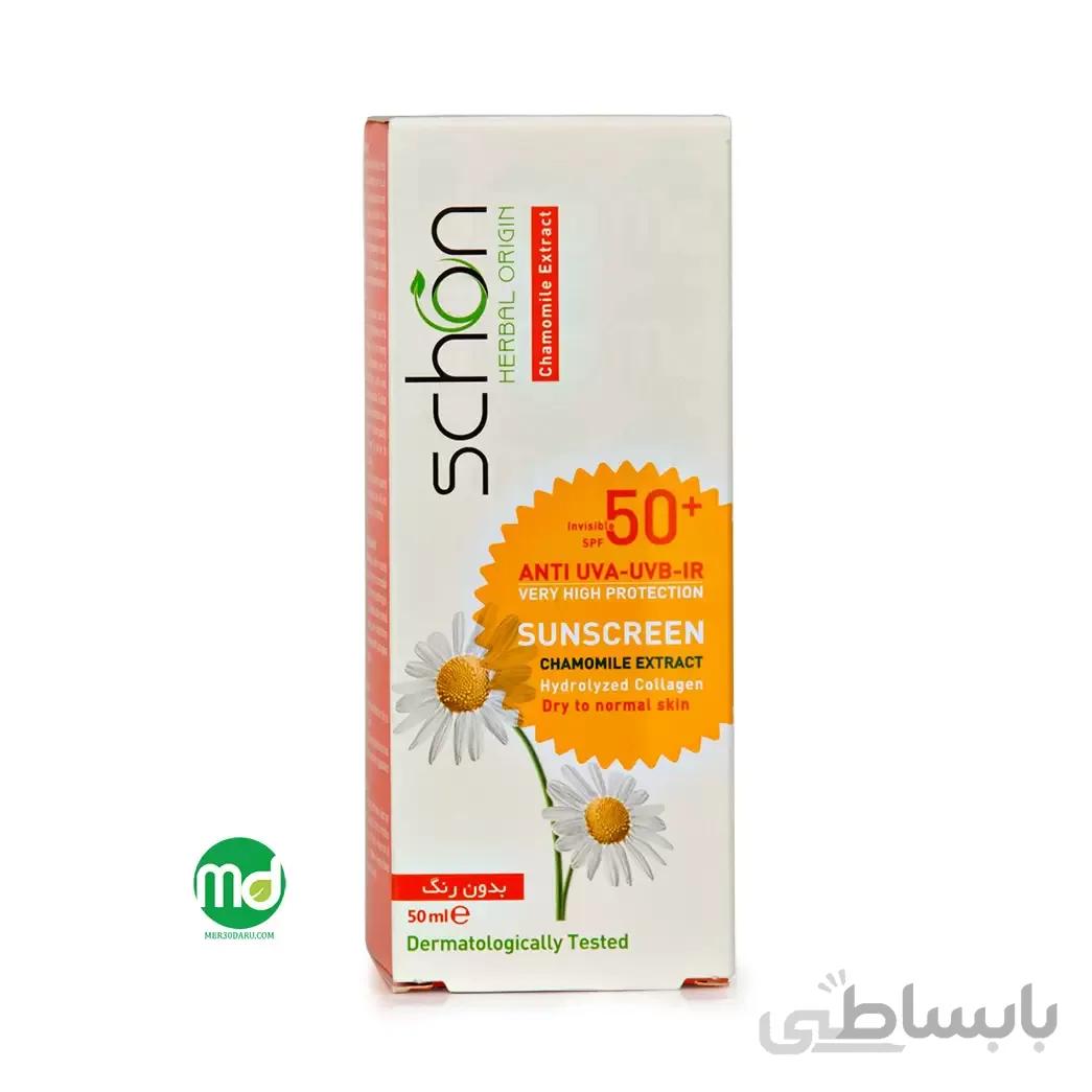 کرم ضد آفتاب بی رنگ پوست خشک شون +SPF 50