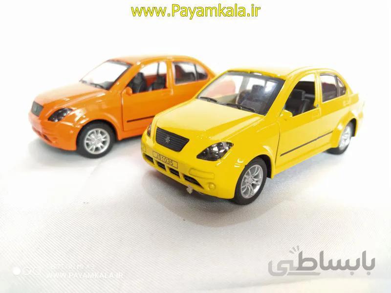 (صندوق دار) ماشین اسباب بازی تیبا موزیکال-چراغدار زرد(1:32)