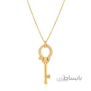آویز طلا طرح کلید امگا نگین دار کد CP352