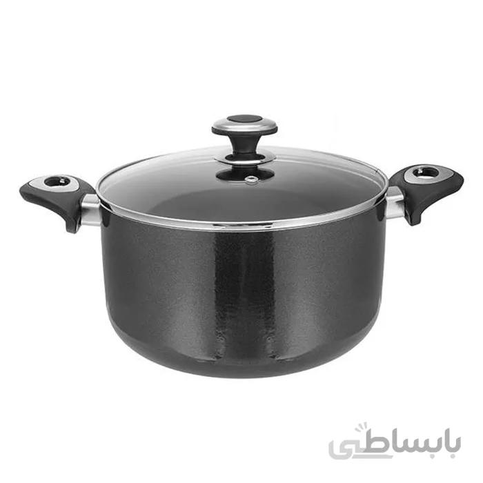 قابلمه سایز 24 گرانیتا زرشکی با درب شیشه ای زرساب کد GT-424R