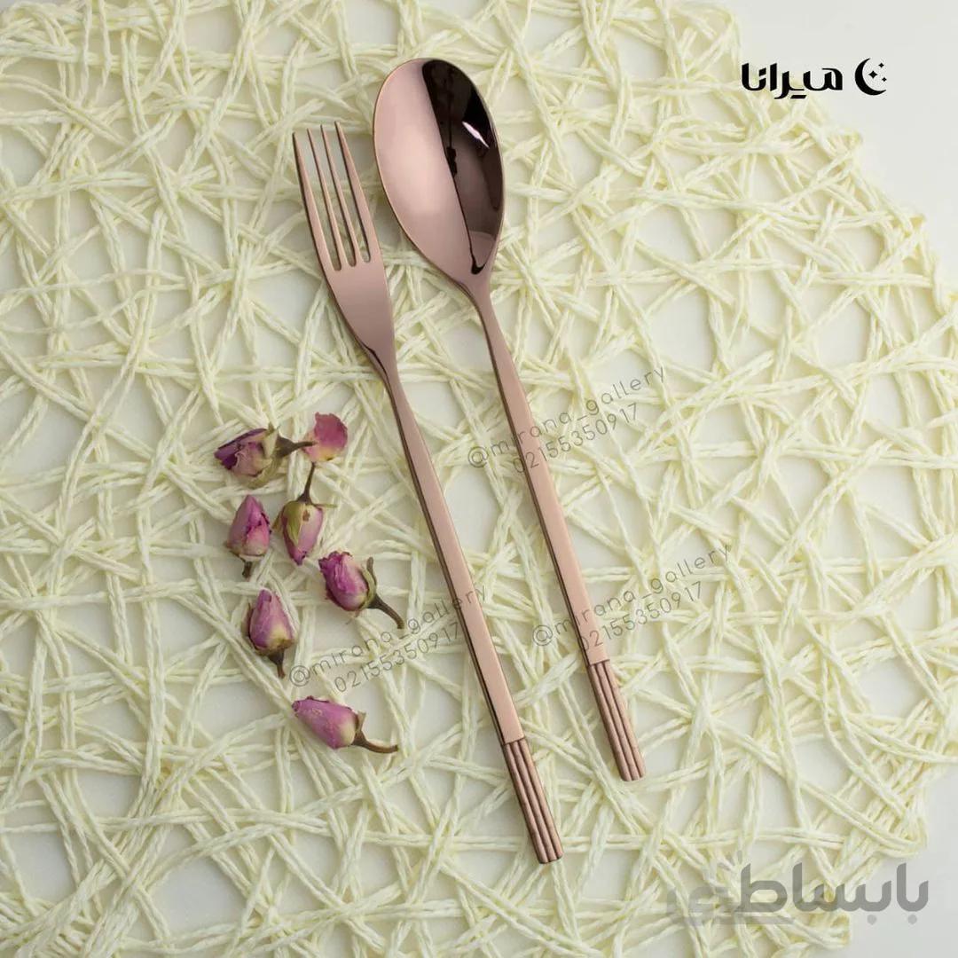 سرویس قاشق و چنگال ۳۰ نفره رزگلد براق برند ورسا مدل بانکوک