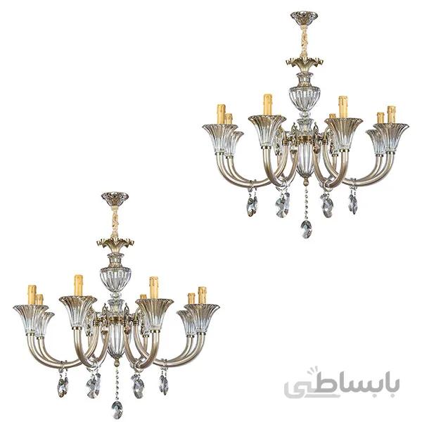 لوستر ۸ شعله چشمه نور کد C3322/8-8-AO-Pro بسته دو عددی