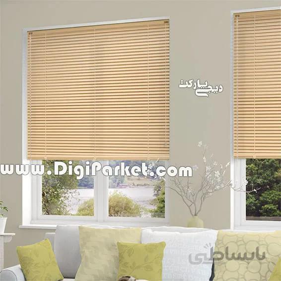 پرده کرکره فلزی کرم پررنگ ساده ۱۶ میلیمتری P18