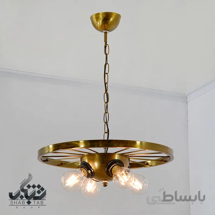 لوستر آویز مدرن چهار شعله رینگ دوچرخه کد 1344 آنتیک SHJ