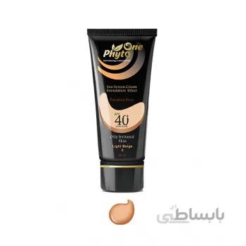 ضد آفتاب SPF40 کرم پودری پوست چرب (رنگ بژ روشن 2) فیتووان ا ( Phyto one Sunscreen cream SPF40 foundation effect (oil free) )