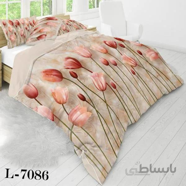 روتختی سه بعدی ساتن ابریشم ترک طرح گلدار کد 7086
