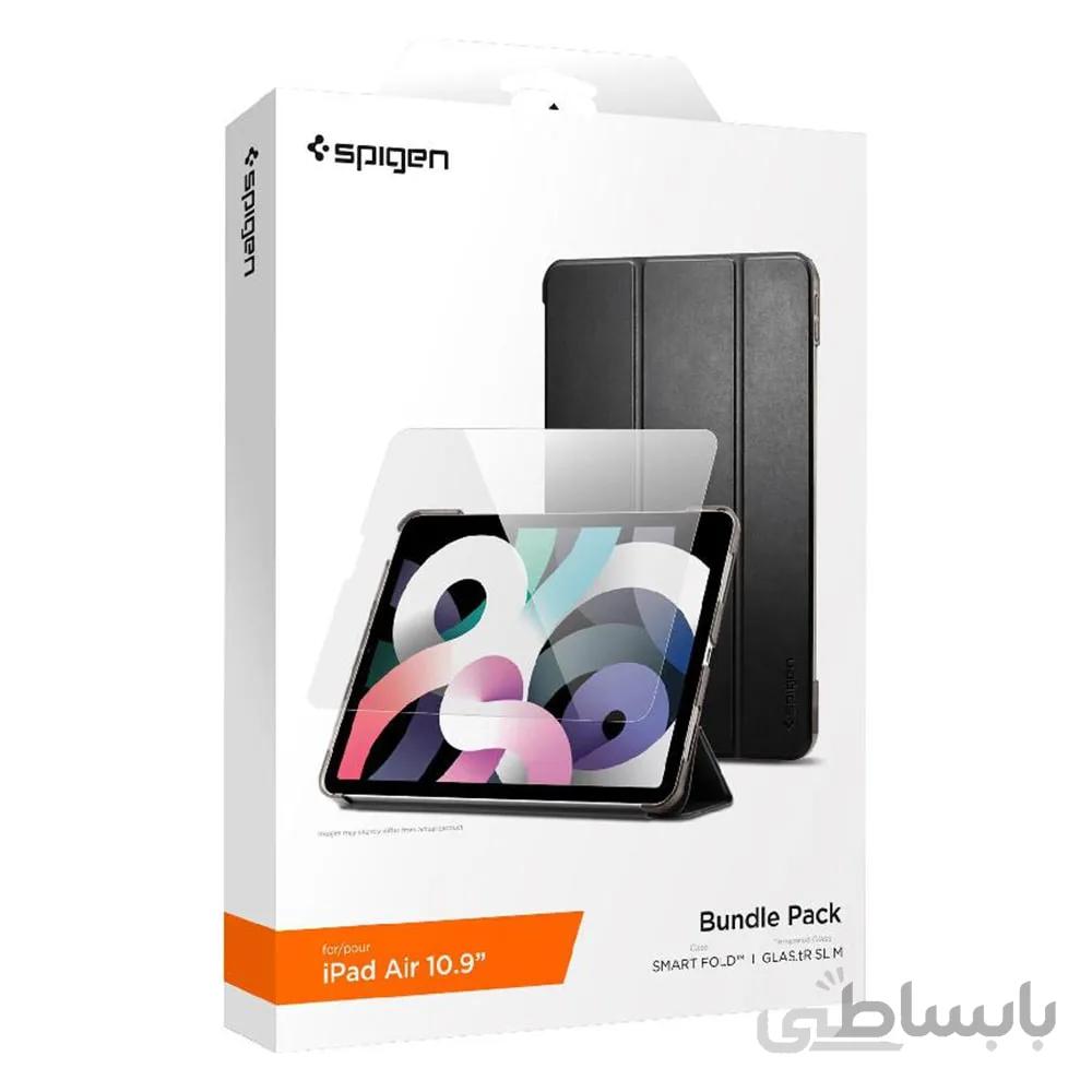 باندل کاور و گلس محافظ صفحه نمایش اسپیگن آیپد ایر | Spigen Smart Fold & Glas.tR Slim iPad Air 10.9 (2020-2021) Bundle Pack