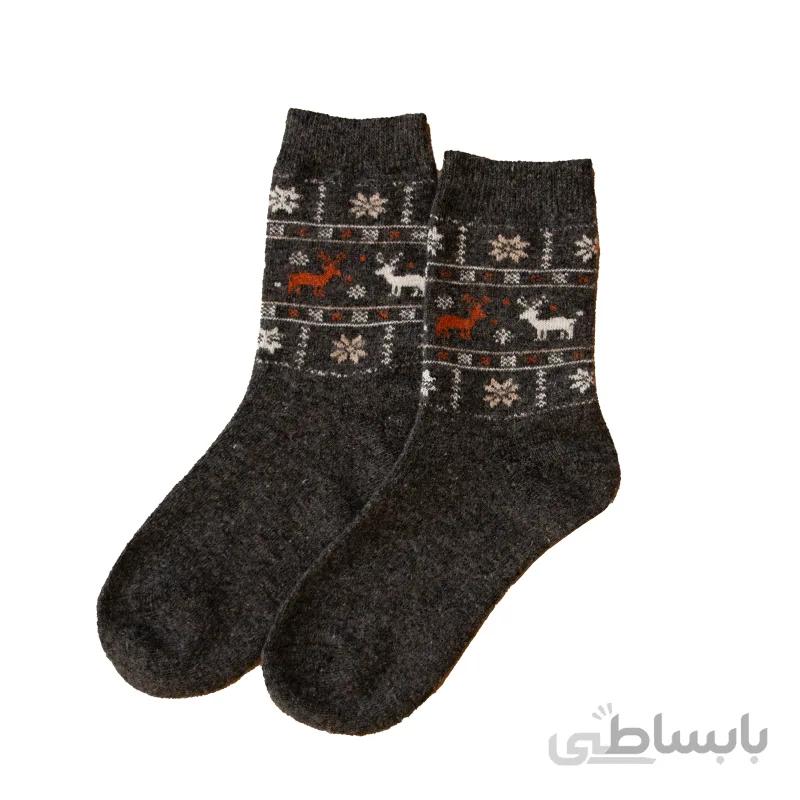 جوراب پشمی خاکستری