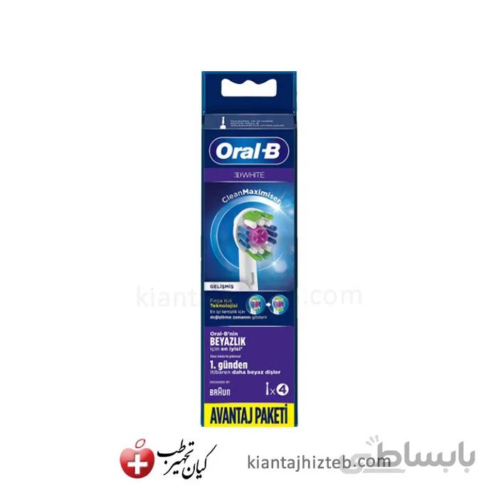 سری یدک مسواک برقی اورال بی مدل 3D White بسته 4 عددی