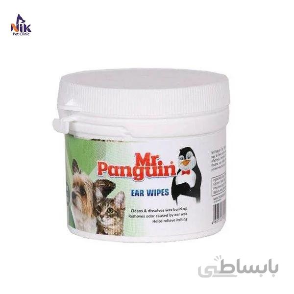 دستمال تمیز کننده گوش سگ و گربه مستر پنگوئن ۷۰ عددی ا Mr. Panguin Ear Wipes for Cats and Dogs 70 pcs