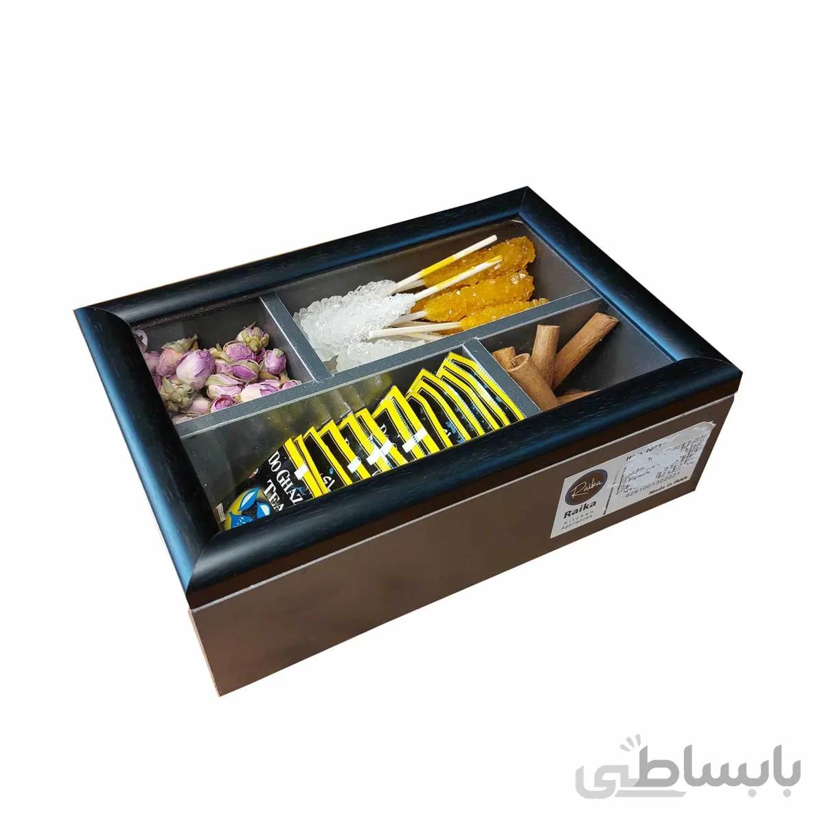 جعبه تی بگ چوبی رایکا 4 خانه