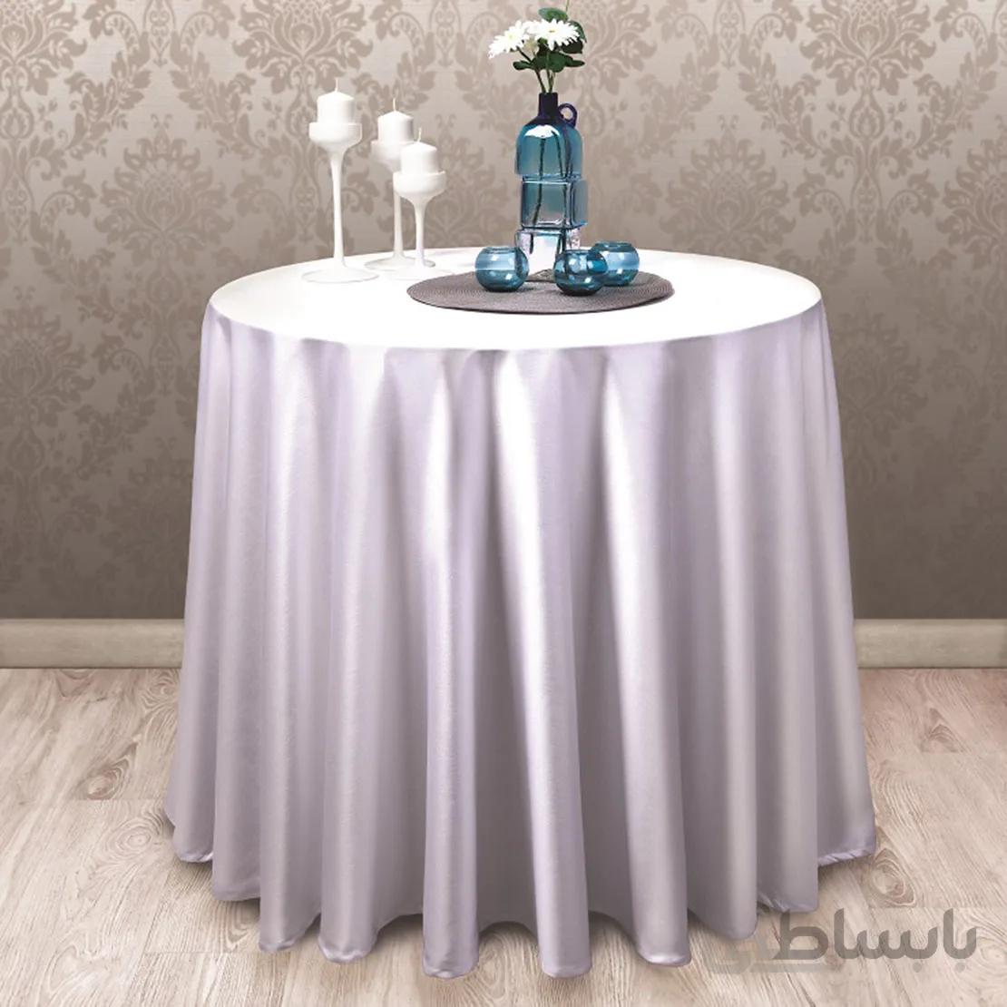 رومیزی ساتن پنبه گرد قطر 300 سفید