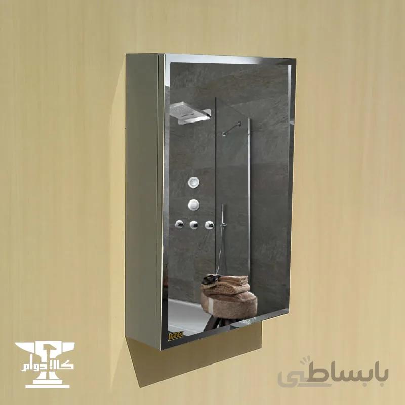 آینه و باکس طوسی | عرض ۴۰ و ارتفاع ۶۰ سانتیمتر