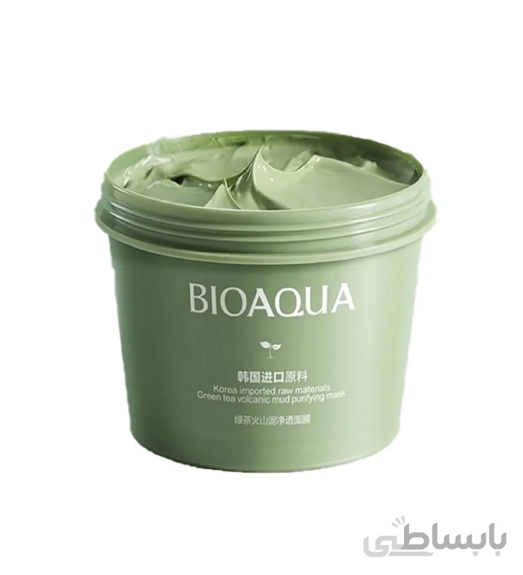 ماسک صورت خاک رس و چای سبز 100گرم بیوآکوا ا Bio Aqua Green Tea And Volcanic Mud Mask 100g