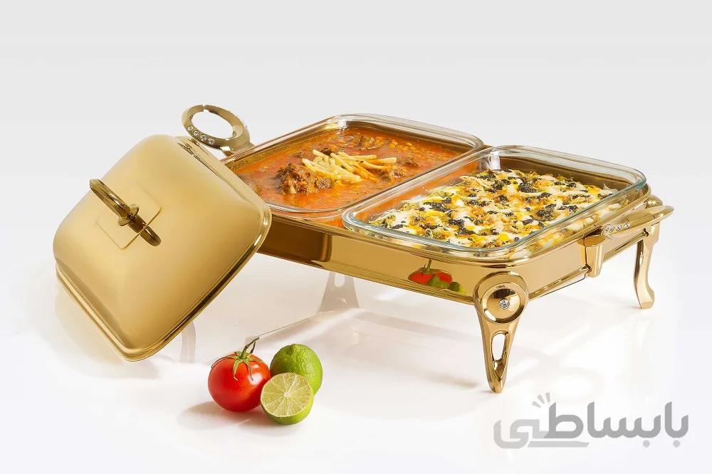 ظرف سوفله تک استیل مدل دوقلو طلایی کد 714G