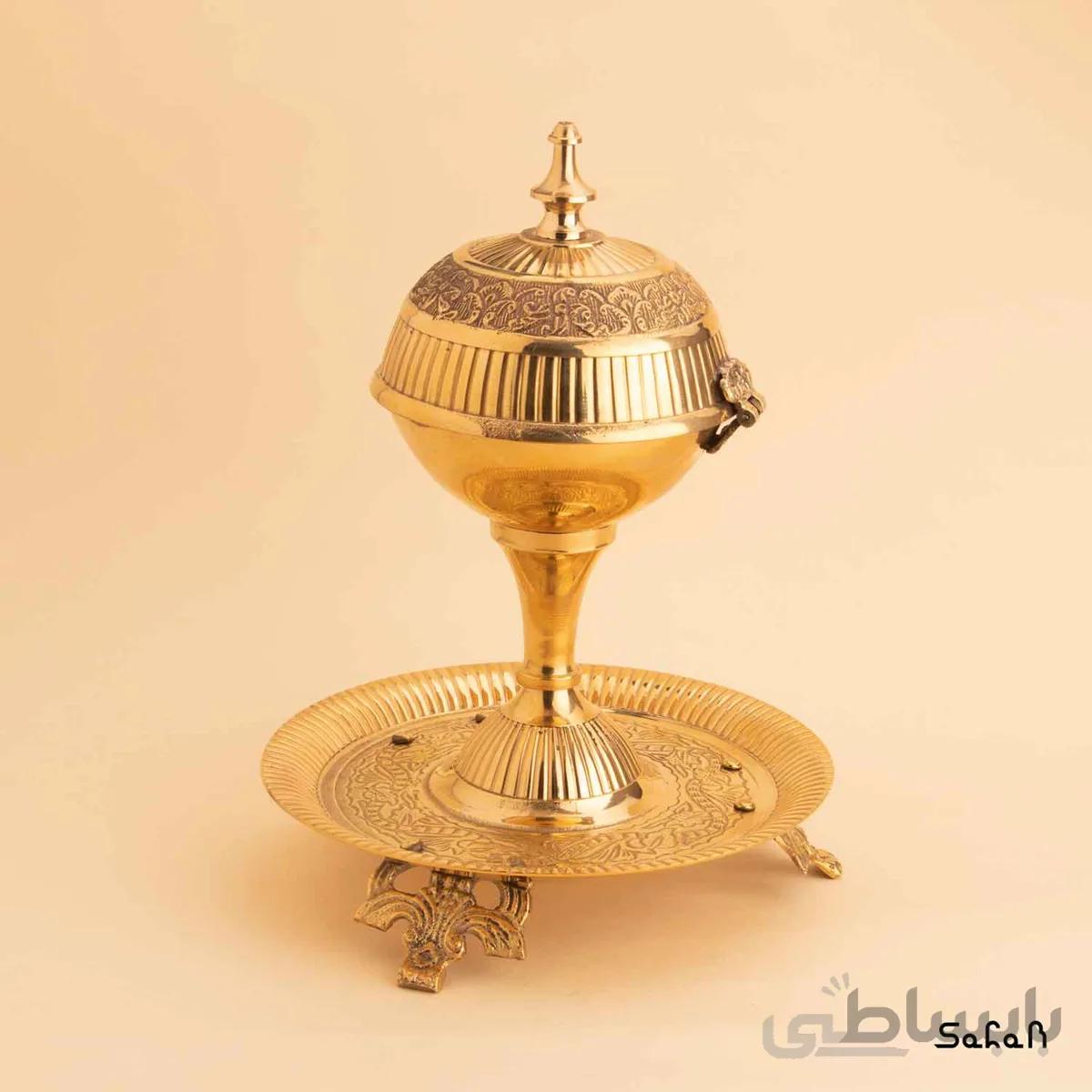 اسپند دودکن برنجی طلایی سه پایه مدل آمبوس