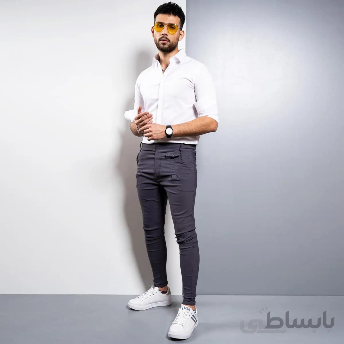 شلوار مردانه طوسي تیره مدل Aflak
