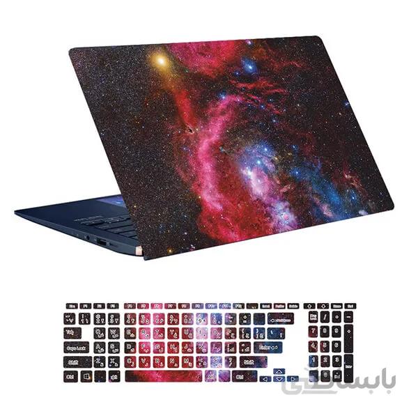 اسکین لپ تاپ طرح Space کد ۶۷ به همراه استیکر کیبورد