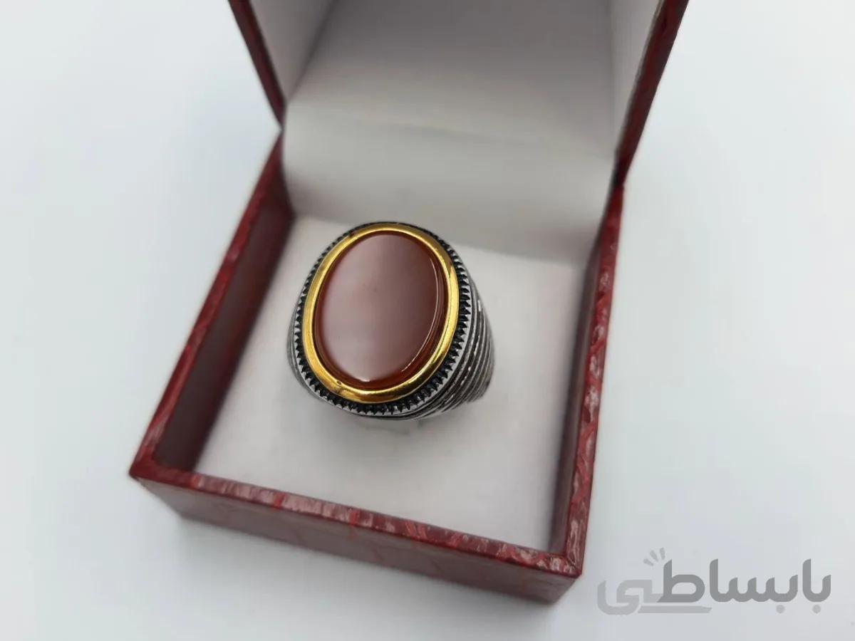 انگشتر استیل سنگ عقیق