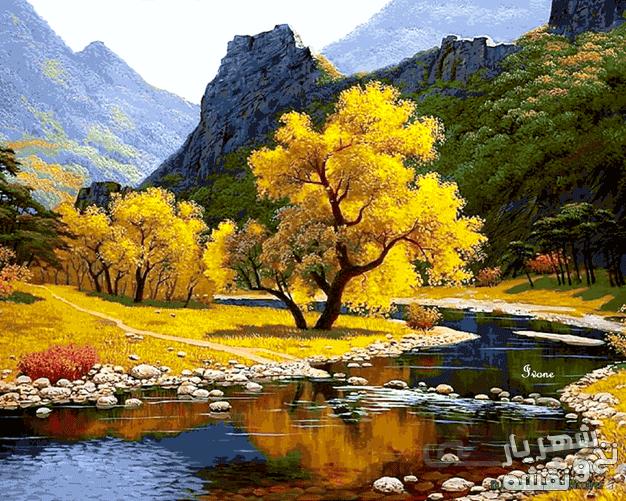 خرید اینترنتی نخ و نقشه تابلو فرش طرح منظره رویایی کد j-261