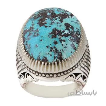 انگشتر نقره مردانه مدل فیروزه شجری نیشابور کد AM_1409