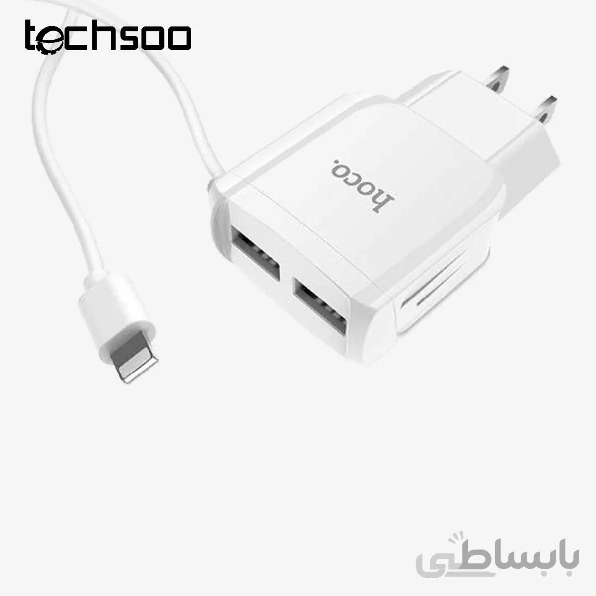 آداپتور دو خروجی هوکو با کابل لایتنینگ Hoco C59 Mega joy double Port Lightning (US)