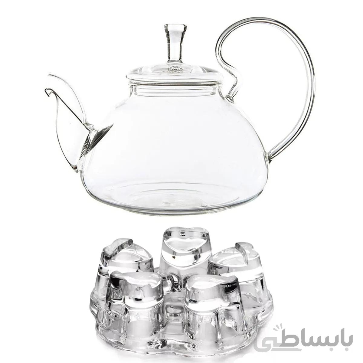 ست قوری و وارمر قلبی گنجایش 600 سی سی