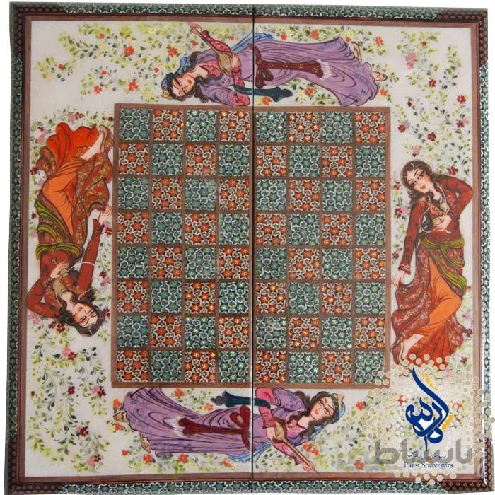 صفحه شطرنج و تخته نرد خاتم کاری طول 50 سانتی متر کد TNK-31