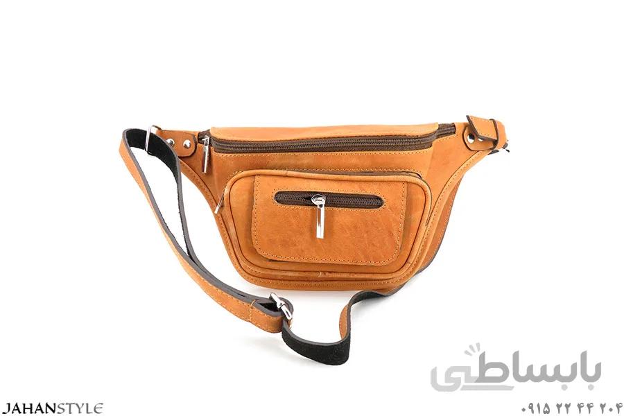 کیف کمری چرم طبیعی شتری
