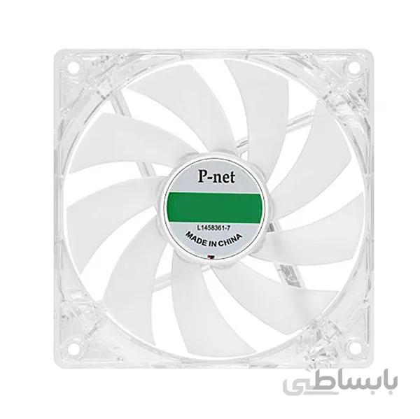 فن کیس ۱۲ در ۱۲ کیس و پاور چراغ دار ۹ پره شیشه ای بدون پک مارک P-NET