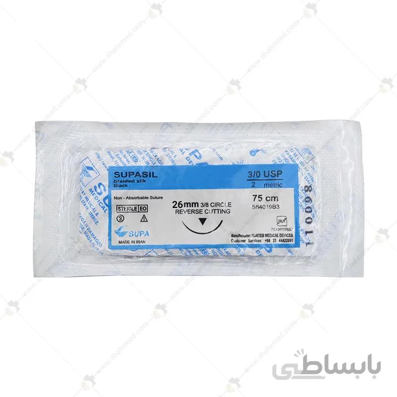 نخ بخیه سوپاسیل مدل 3/0 با سرسوزن 16 میلی متری ریورس Surgical Suture Supasil 3/0
