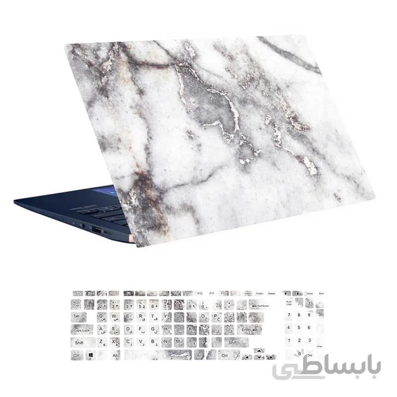 اسکین لپ تاپ طرح Marble کد ۳۵ به همراه استیکر کیبورد